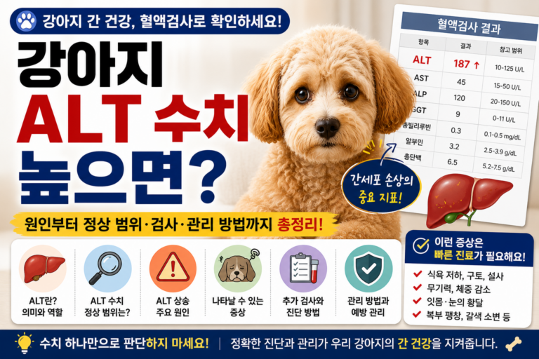강아지 ALT 수치 높으면 원인부터 정상 범위·검사·관리 방법까지