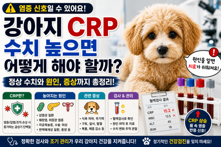 강아지 CRP 수치 높으면 어떻게 해야 할까 정상 수치와 원인, 증상까지 총정리