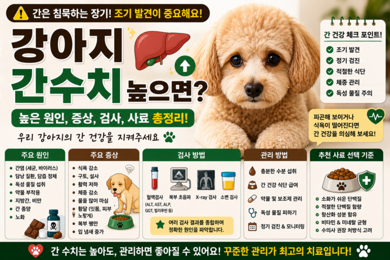 강아지 간수치 높으면 높은 원인, 증상, 검사, 사료 총정리