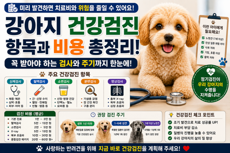 강아지 건강검진 항목과 비용 총정리! 꼭 받아야 하는 검사와 주기까지