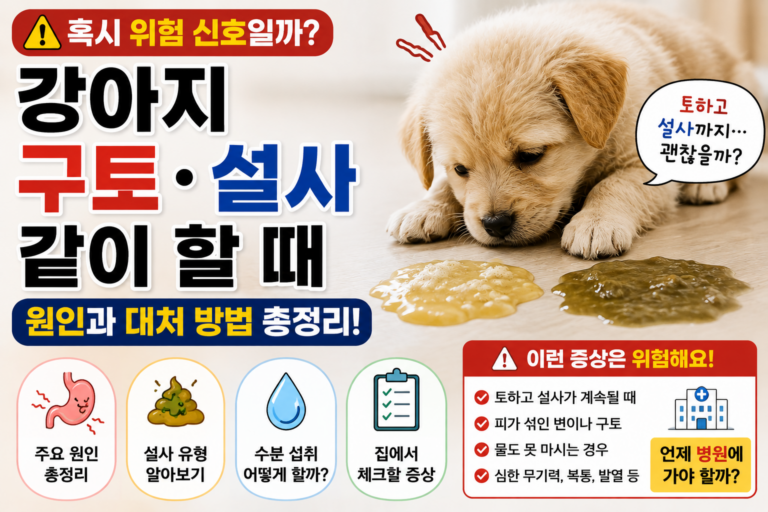 강아지 구토 설사 같이 할 때 원인과 대처 방법, 언제 병원에 가야 할까