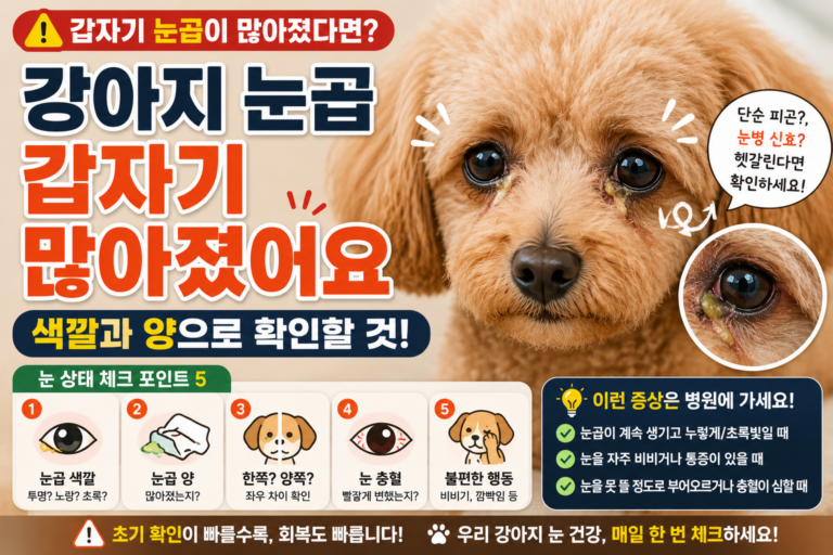 강아지 눈곱이 갑자기 많아졌어요, 색깔과 양으로 확인할 것