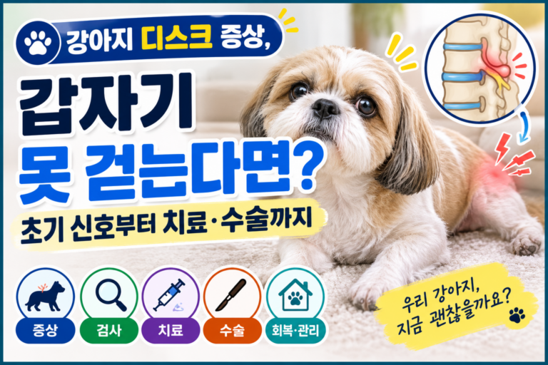 강아지 디스크 증상, 갑자기 못 걷는다면 초기 신호부터 치료·수술까지