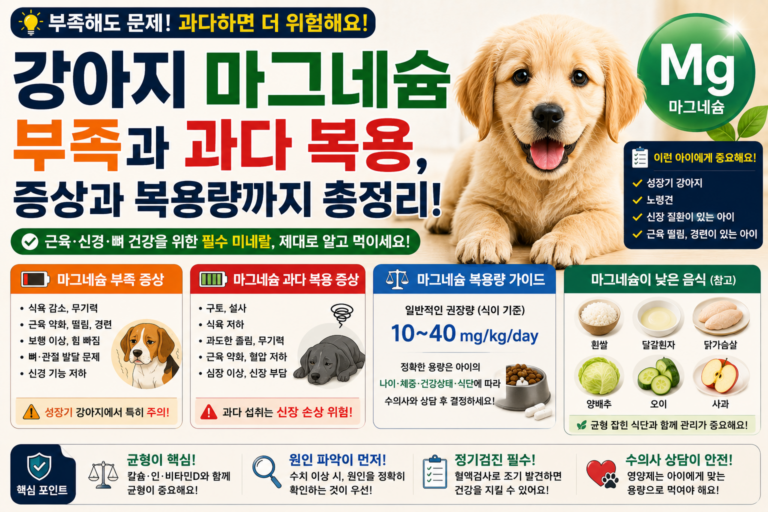 강아지 마그네슘 부족과 과다 복용, 증상과 복용량까지 알아보기