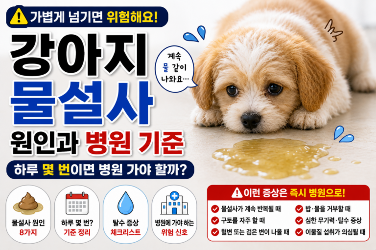 강아지 물설사 원인, 하루 몇 번이면 병원 가야 할까