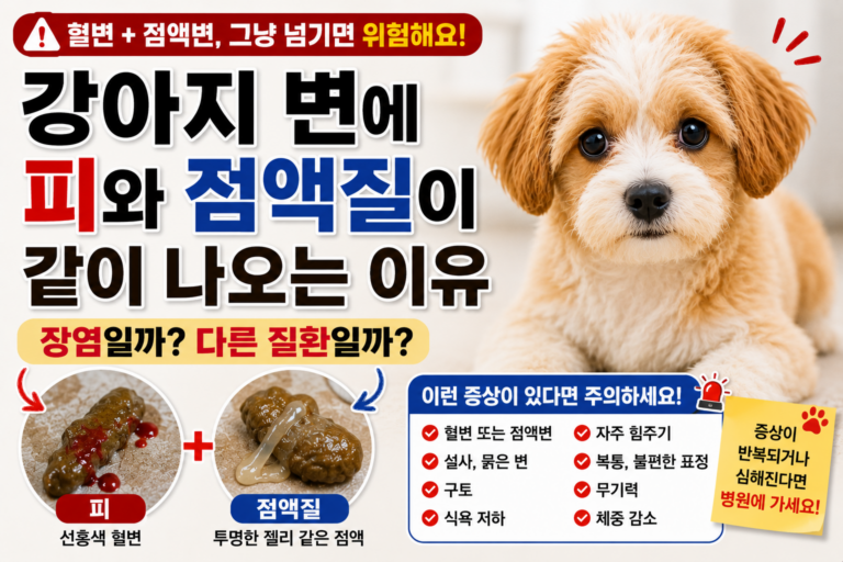강아지 변에 피와 점액질이 같이 나오는 이유, 장염일까