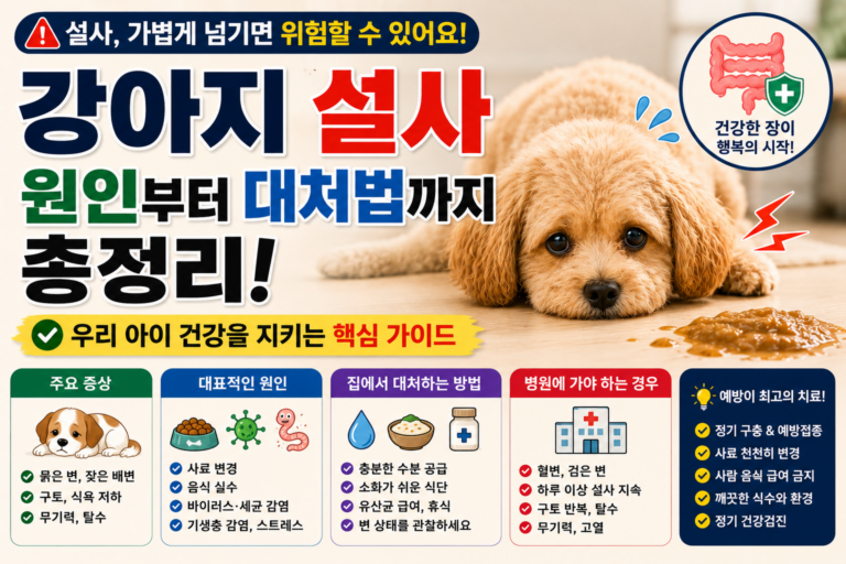 강아지 설사 원인은 원인부터 대처법, 병원에 가야 하는 증상까지 총정리