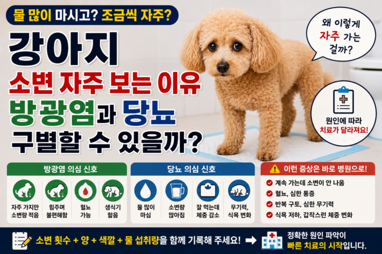 강아지 소변 자주 보는 이유, 방광염과 당뇨 구별할 수 있을까