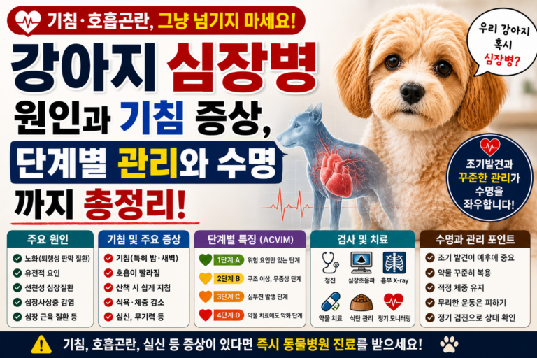 강아지 심장병 원인과 기침 증상, 단계별 관리와 수명까지 총정리