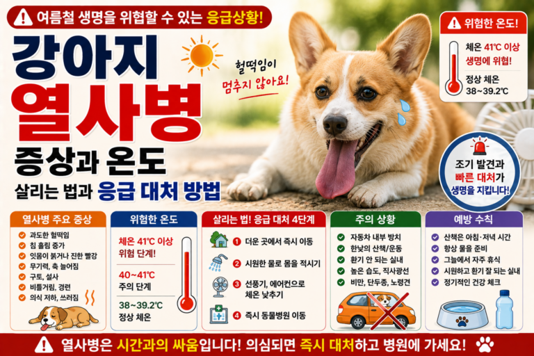 강아지 열사병 증상과 온도, 살리는 법과 응급 대처 방법