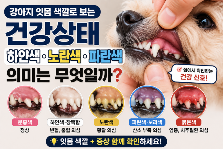 강아지 잇몸 색깔로 보는 건강상태, 하얀색·노란색·파란색 의미