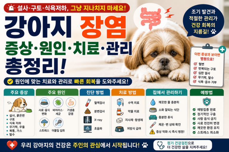 강아지 장염 증상은 원인부터 치료 방법, 회복 관리까지 총정리
