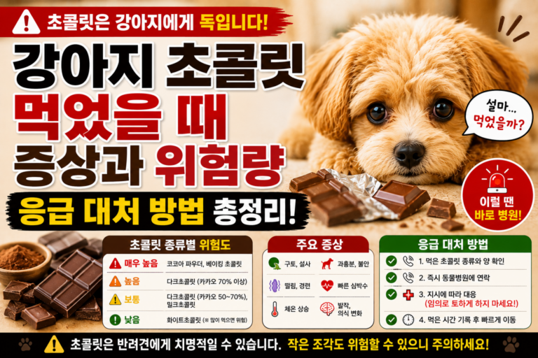 강아지 초콜릿 먹었을 때 증상과 위험량, 응급 대처 방법