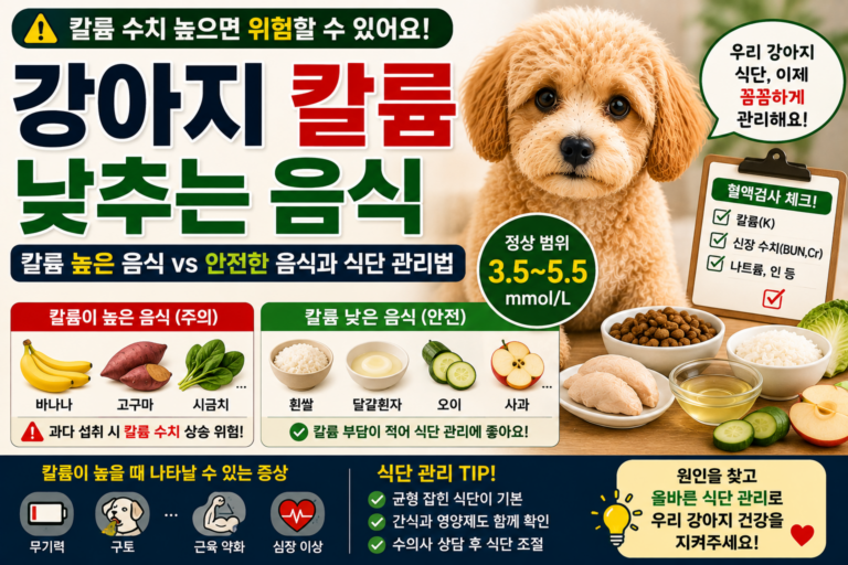 강아지 칼륨 낮추는 음식, 칼륨 수치 높을 때 먹어도 되는 음식과 식단 관리법