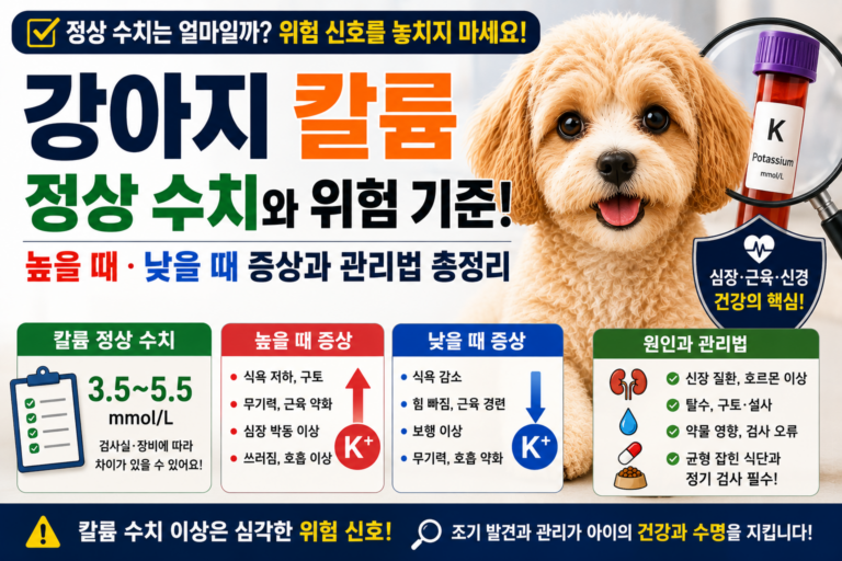 강아지 칼륨 정상 수치, 몇부터 위험할까 높거나 낮을 때 나타나는 증상과 관리법