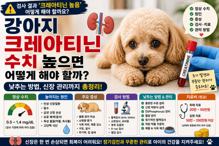 강아지 크레아티닌 수치 높으면 어떻게 해야 할까 낮추는 방법, 신장 관리까지 총정리
