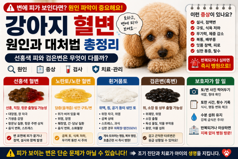 강아지 혈변 원인, 선홍색 피와 검은변은 무엇이 다를까