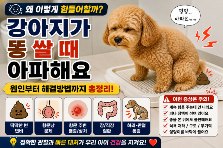 강아지가 똥 쌀 때 아파해요, 낑낑거리거나 힘들어한다면 확인할 5가지