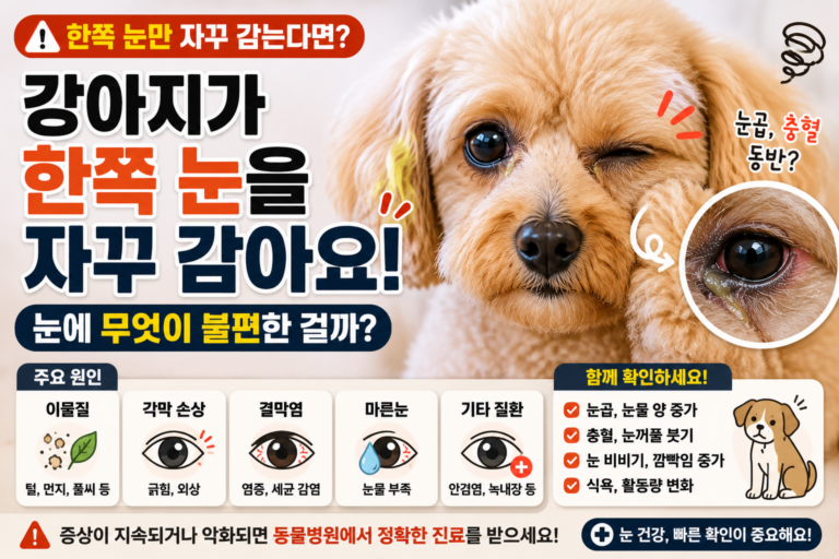강아지가 한쪽 눈을 자꾸 감아요, 눈에 무엇이 불편한 걸까