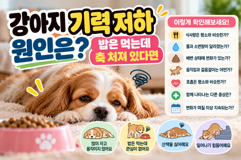 강아지 기력 저하 원인은? 밥은 먹는데 축 처져 있다면