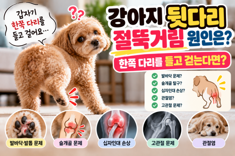 강아지 뒷다리 절뚝거림 원인은? 한쪽 다리를 들고 걷는다면