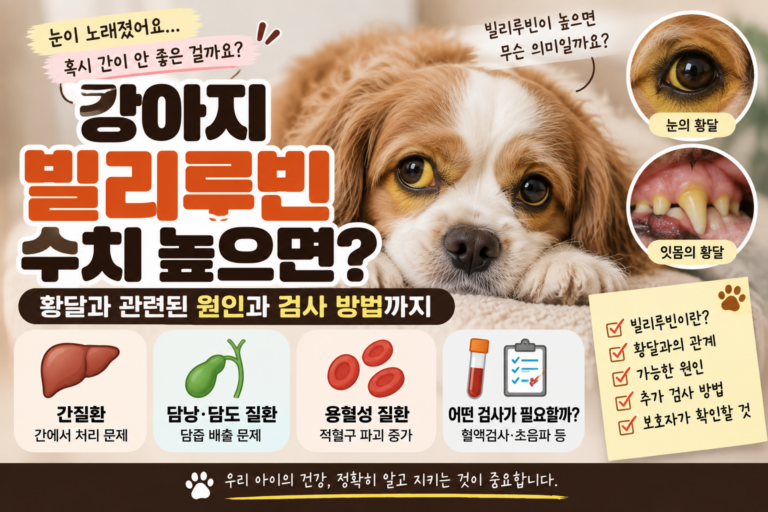 강아지 빌리루빈 수치 높으면? 황달과 관련된 원인과 검사 방법