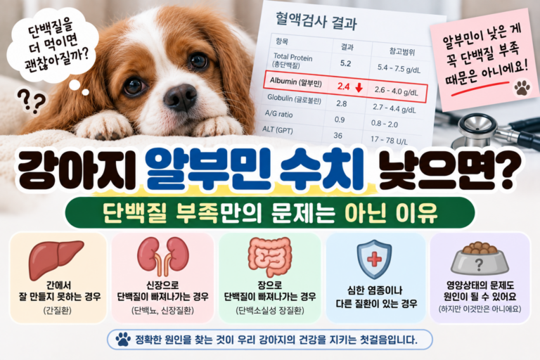 강아지 알부민 수치 낮으면? 단백질 부족만의 문제는 아닌 이유