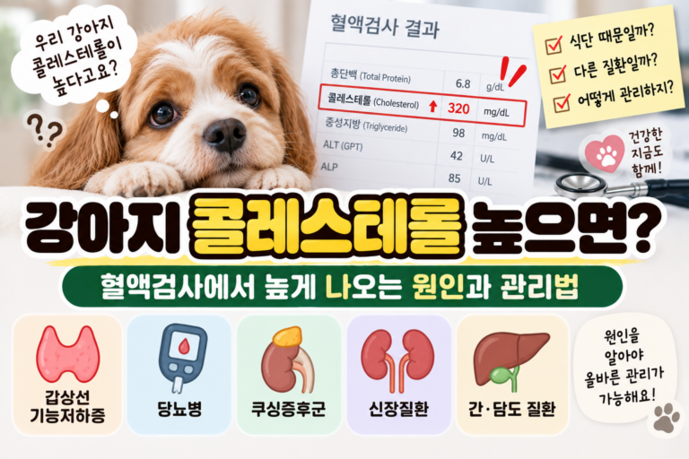 강아지 콜레스테롤 높으면? 혈액검사에서 높게 나오는 원인과 관리법