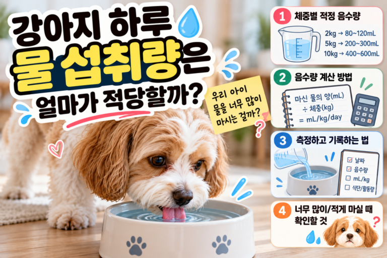 강아지 하루 물 섭취량은 얼마가 적당할까? 음수량 계산과 기록 방법