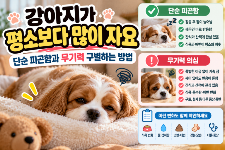 강아지가 평소보다 많이 자요, 단순 피곤함과 무기력 구별하는 방법