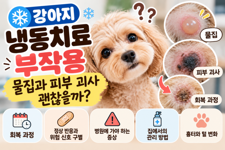강아지 냉동치료 부작용, 물집과 피부 괴사 괜찮을까? 위험 신호 구별법