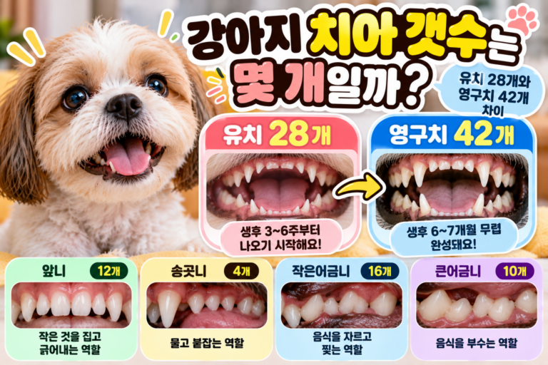 강아지 치아 갯수는 몇 개일까? 유치 28개와 영구치 42개 차이