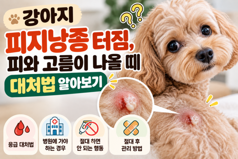 강아지 피지낭종 터짐, 피와 고름이 나올 때 대처법