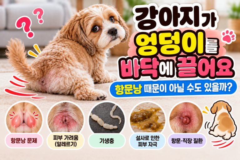 강아지가 엉덩이를 바닥에 끌어요, 항문낭 때문이 아닐 수도 있을까?